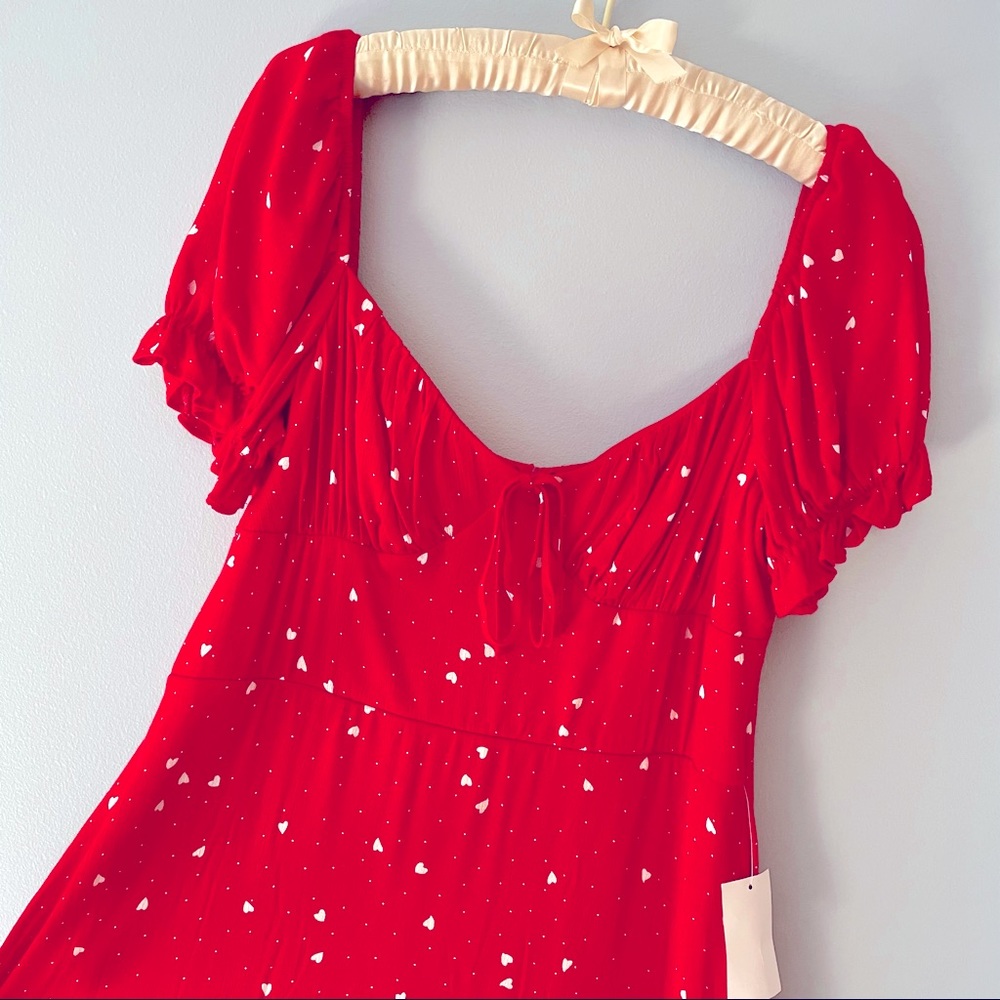 B. Smart Heart Print Dress - Red & White